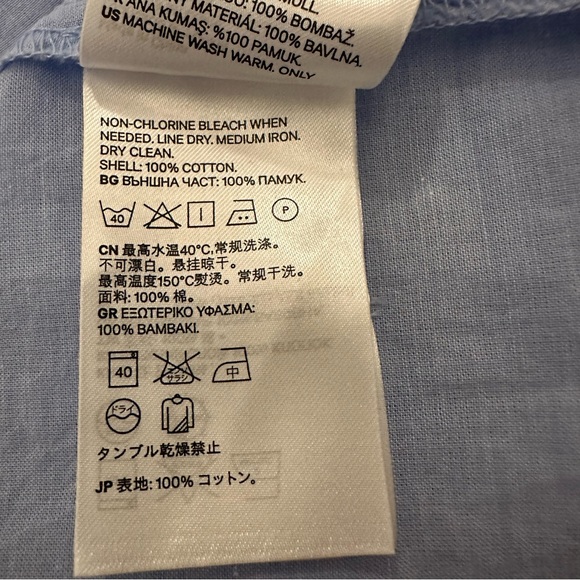 H&M Blouse in woven cotton fabric wide sleeves Collar wrapover V-Neck Size 8 - Picture 14 of 16